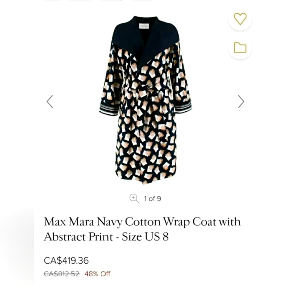 MaxMara Wrap Coat Sz US8